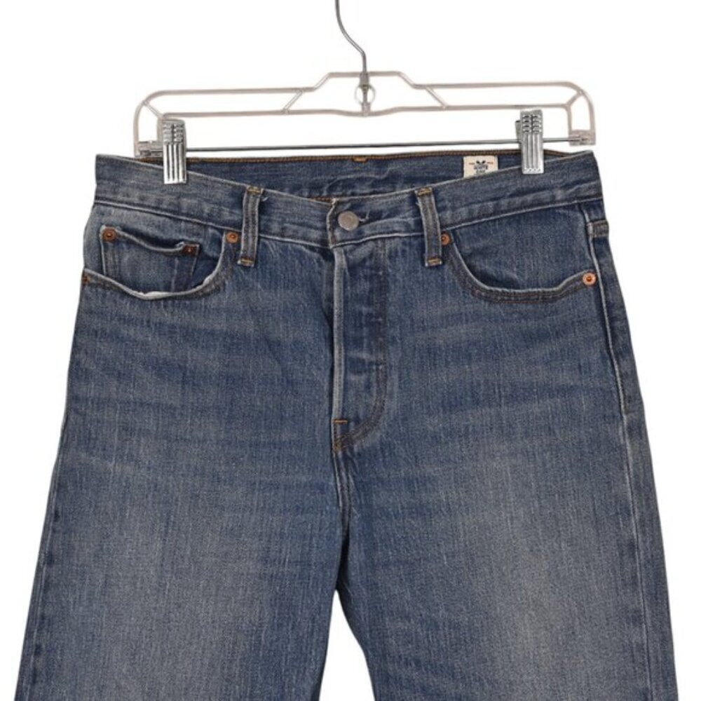 Levi’s White Oak Cone Denim Wedgie Jeans Dark Blue Raw Hem Size 29 - Picture 3 of 12